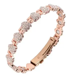 Pure Copper Bracelets for Women,Ultra Strength Magnetic Bracelet with 3800 Gauss Magnets & Sparkling Cubic Zirconia, Adjustable Charm BraceletRecommended for wrists between 7.48 inches and 9.45 inches.Elegant Bangle