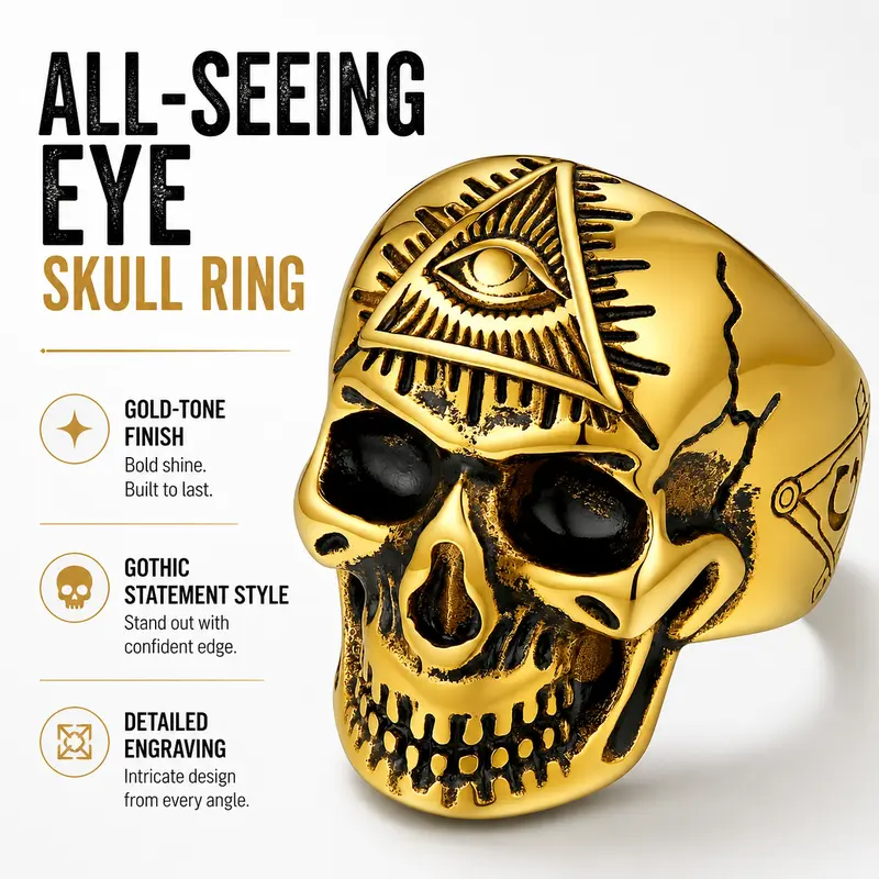 FaithHeart Men's Jewelry Rings - Gothic Punk Skull Stainless Steel Biker Band, Gothic Statement Style, Dark Aesthetic, Last Color-Retention, Costume Jewelry Gift