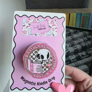 Reading skeleton Magnetic Kindle Grip Holder, Phone Grip Holder, Kindle accessory