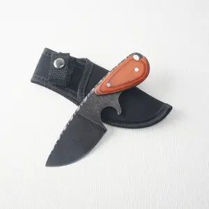 1pc kitchen knife, fixed integrated tool, solid wood handle, included nylon knife cover, compact tool, men's and women's gift