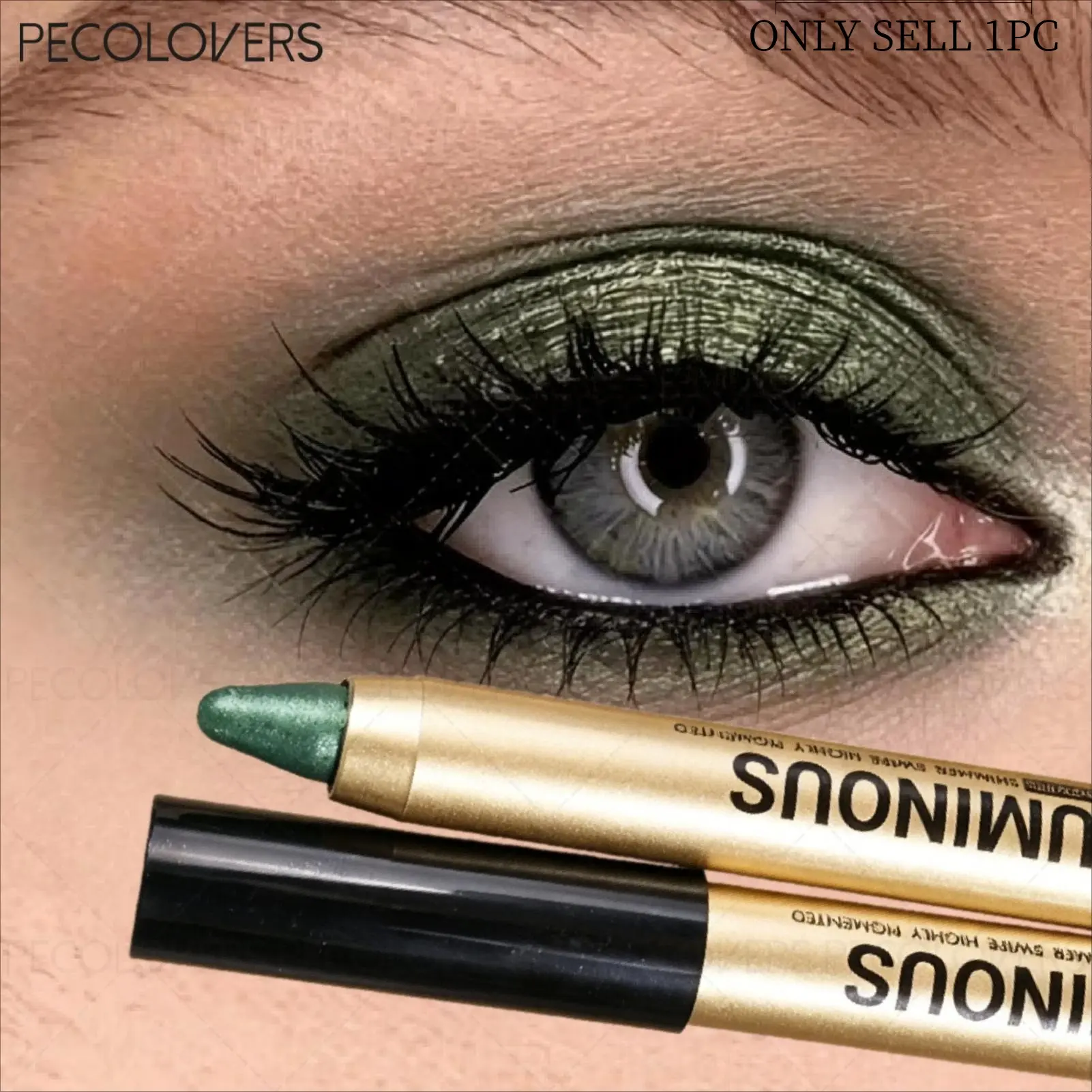 1PC Multifunctional Highlighter Eyeshadow Stick, Long-Lasting Shimmering Shimmery, Green Highlighter Eyeshadow Stick