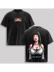Hinata Hyuga Naruto Anime Double Printed VintageWashed Tee Tanktop Unisex Anime Manga Washed CottonT- Gift For Anime Fan graphic 90s Top lemon demon sadetruck fit clothes gorlock destroyer shirt