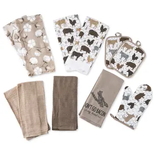 11-Piece Kitchen Essentials Set – 100% Cotton Dish Towels, Dishcloths, Oven Mitts & Potholders | Heat-Resistant, Durable & Perfect for Baking, Cooking & Everyday Kitchen Tasks