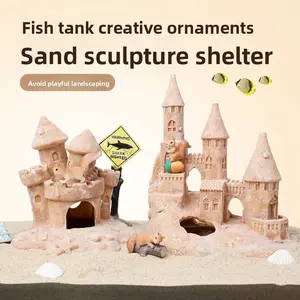 Sand Sculpture Aquarium Landscaping Hideout Cave, Resin Fish Tank Ornament, Shrimp House & Breeding Shelter for Cichlids