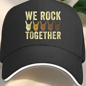 WE ROCK with Hands Making Rock Signs TOGETHER 1E408 Baseball Cap with Sandwich-Style