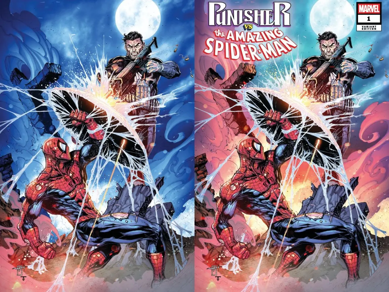 Punisher Vs The Amazing Spiderman #1 Set Trade Dress & Virgin By Jonathan uribe a San Diego Comicon Exclusive