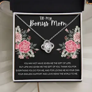 Bonus Mom Gift For Step Mother, Step Mom Gift For Stepmom Necklace, Unbiological Mom Present For Mothers Day, Other Mother, Adoptive Mom, Mother's day Gift Necklace With Meaningful Message Card Inside & Box