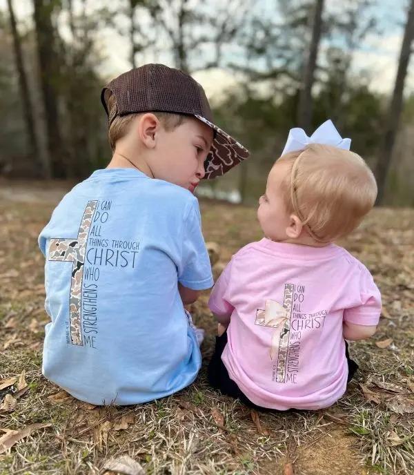 Youth and Adult Christ Strengthens Me Boy’s Short Sleeve Shirt, Kids Casual Wear, Gift For Son And Daughter, Kid swear, Toddler graphic tees, family matching shirt, hoilday shirt, kid clothing