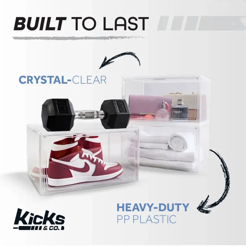 Kicks & Co Clear Shoe Storage Organizer & Shoe Rack Box, Stackable