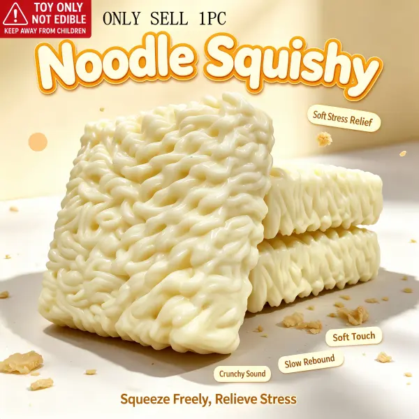 Noodle Squishy Soft Touch Collectible Toy with Crunchy Sound for Stress Relief and Fun Playtime