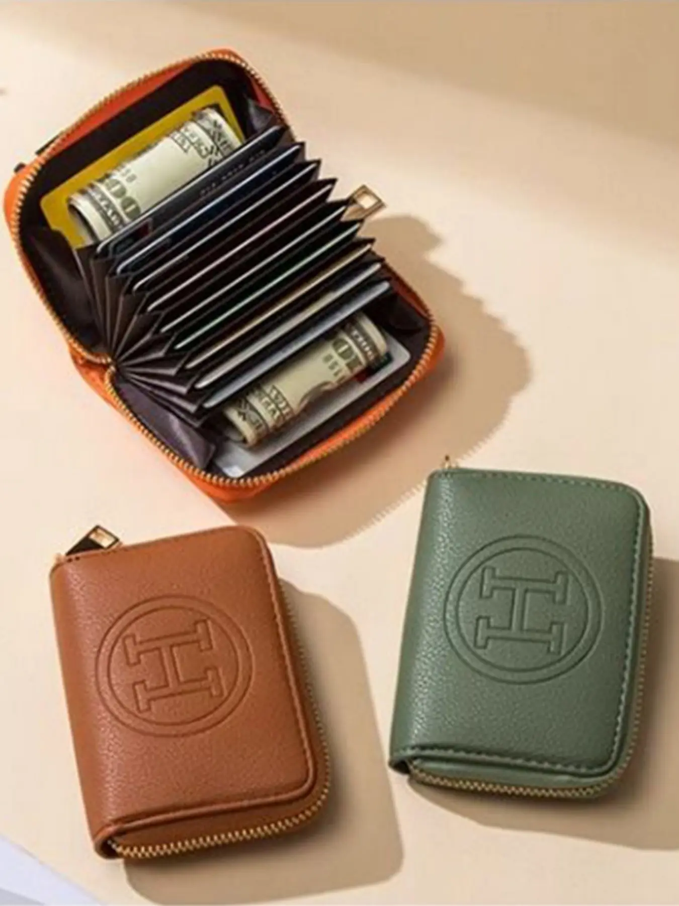 Women's Multi-Card Holder, Accordion Zipper Card Wallet, Pu Leather Wallet, Large Capacity Bank Card Document Bag, Ladies' Luxury Card Case