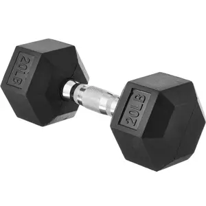 Rubber Encased Exercise & Fitness Hex Dumbbell, Single, Hand Weight For Strength Training