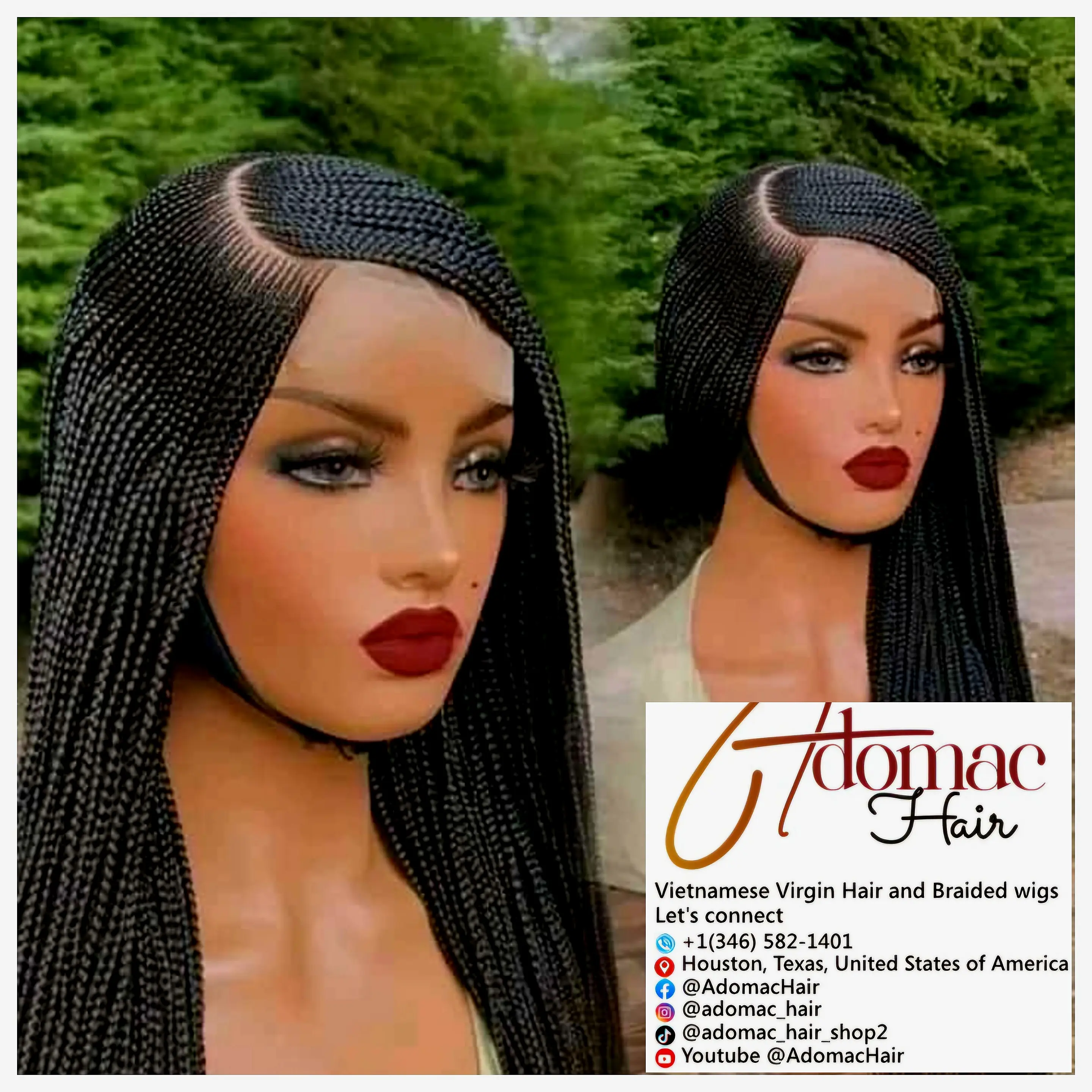 Black 36inches 360 full lace Braided Wig