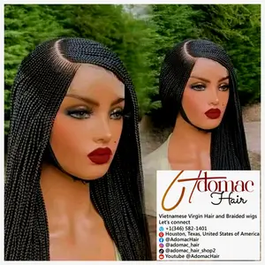 Black 36inches 360 full lace Braided Wig 002- Luxury Braided Wig Style with Easy Styling & Comfortable Design for a Distinctive Look
