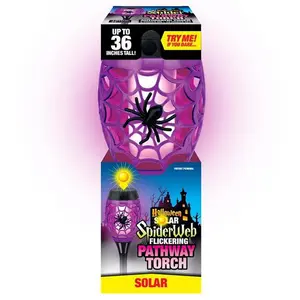 Magic Seasons 6061137 Halloween Spider Web Flicker Pathway Torch Light Decoration, Multi-Color - Pack of 12, Festive Room Decor
