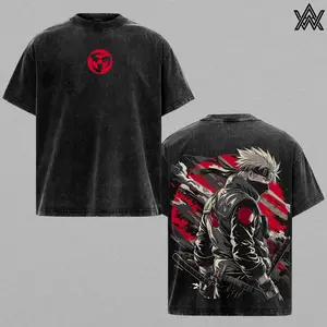 Kakashi Hatake Tee Washed – Naruto Shippuden Washed Anime Manga T-Shirt, Vintage Washed Masked Copy Ninja Graphic Tee, Unisex Oversized Streetwear Shirt, Sharingan Master Anime Aesthetic Tee, Gift for Naruto Fans
