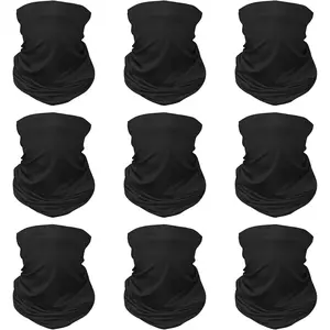 9 count Sun UV Protection  Mask Cooling  Gaiter Balaclava Bandana Scarf (9 Pack(Black))
