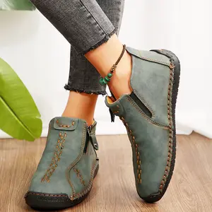 Women's Short Boots Fashion Side Zipper Design Classic Workwear Style Slip Resistant Durable Casual Boots.