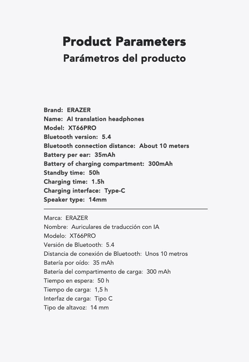 ERAZER XT66Pro OWS Translation Wireless Bluetooth Earphones Support 135 Languages Real Time Bluetooth Translation Earbuds HIFI Sound Quality Light-Weight Headphones Built-in Microphone Support Phone Calls Music AI Chat ERAZER XT66Pro OWS Translation Wireless Bluetooth Earphones Support 135 Languages Real Time Bluetooth Translation Earbuds HIFI Sound Quality Light-Weight Headphones Built-in Microphone Support Phone Calls Music AI Chat