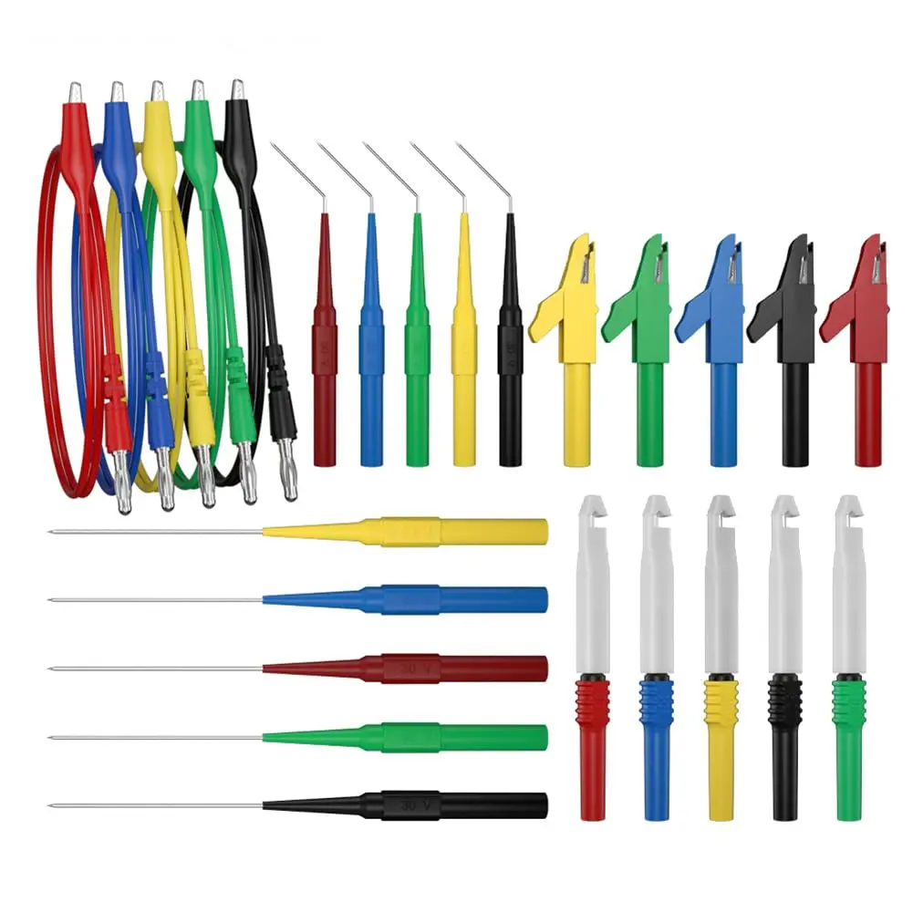 Test Lead Kit 25 count 4mm Banana Plug to  Clip Test Leads Kit Test Probes  Probe Kit for Multimeter Automotive Diagnostic Testing Tools Set 8008