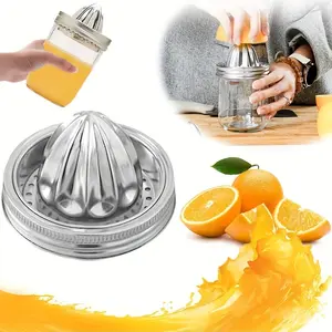 2-Pack Mason Jar Stainless Steel Juice Lids, Wide Mouth Lemon Juicer, Manual Citrus Squeezer for Fresh Juice, Lemon Squeezers, Manual Juicers, Fruit Juice Extractor