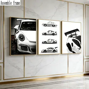 Porsche Evolution Series Artwork, Artistic Print, Classic Cars Progression to Modern Supercars, DIY Frame & Canvas Set, Decoration, Ideal Car Enthusiast Gift