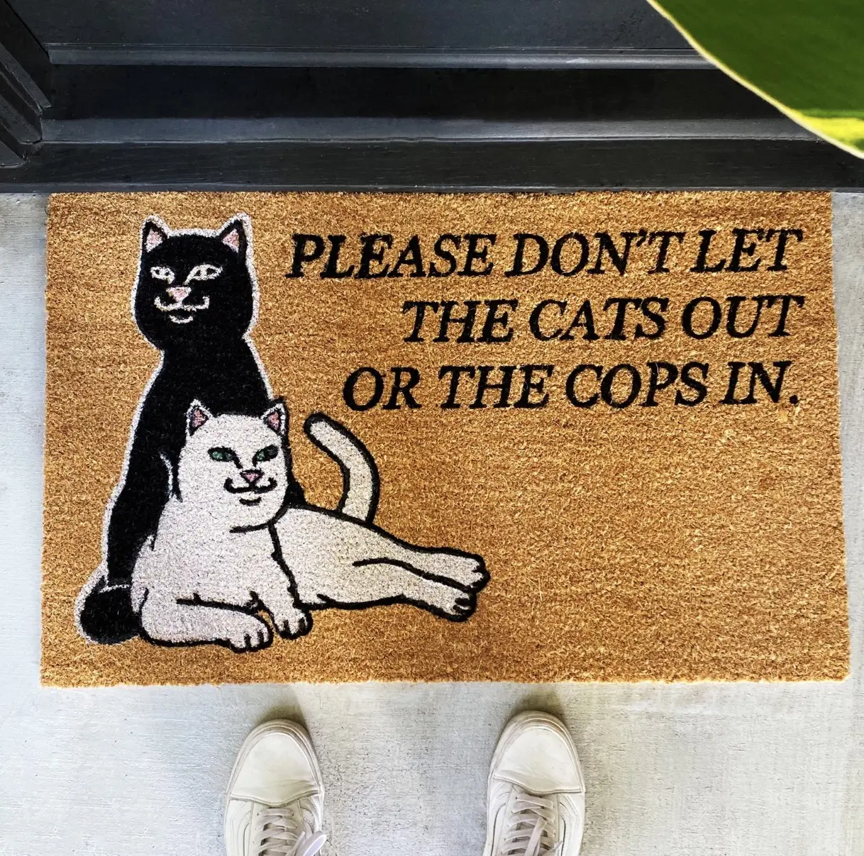 Fun welcome doormat, PVC entrance doormat, novelty gift doormat, 23.7 x 15.75 inches (Spoiled Cats and Their)