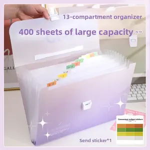 Gradient 13 - Compartment Accordion Folder A4 Document Organizer Student Large Capacity Test Paper Storage Bag