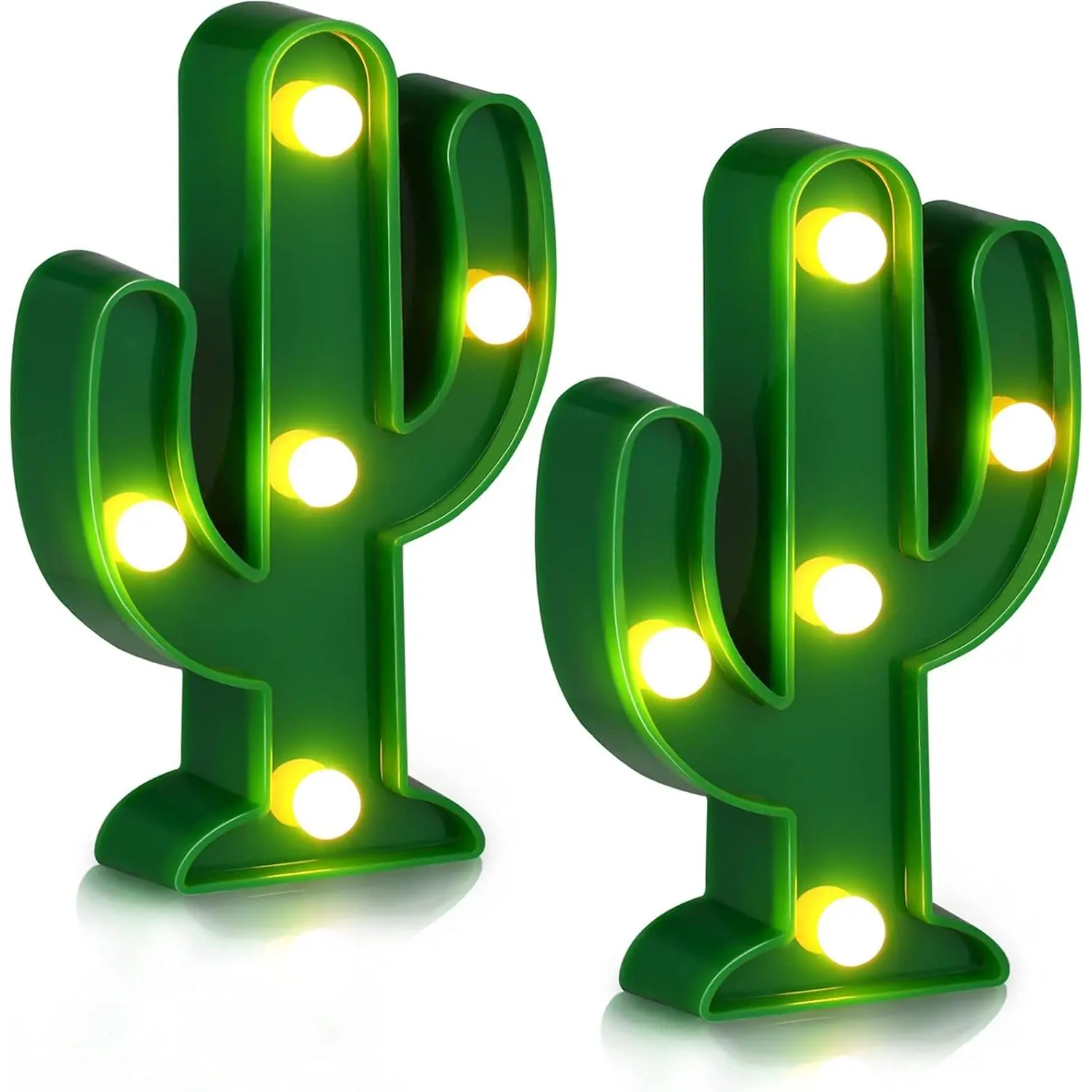 2 Pcs LED Night Light LED Cactus Light Mexican Party Decorations Cactus Decor Cinco De Mayo Decorations Cute Lamp for Table Kids' Room Bedroom Party Decoration Home (Stylish Cactus,4.72 x 2.76 Inch)