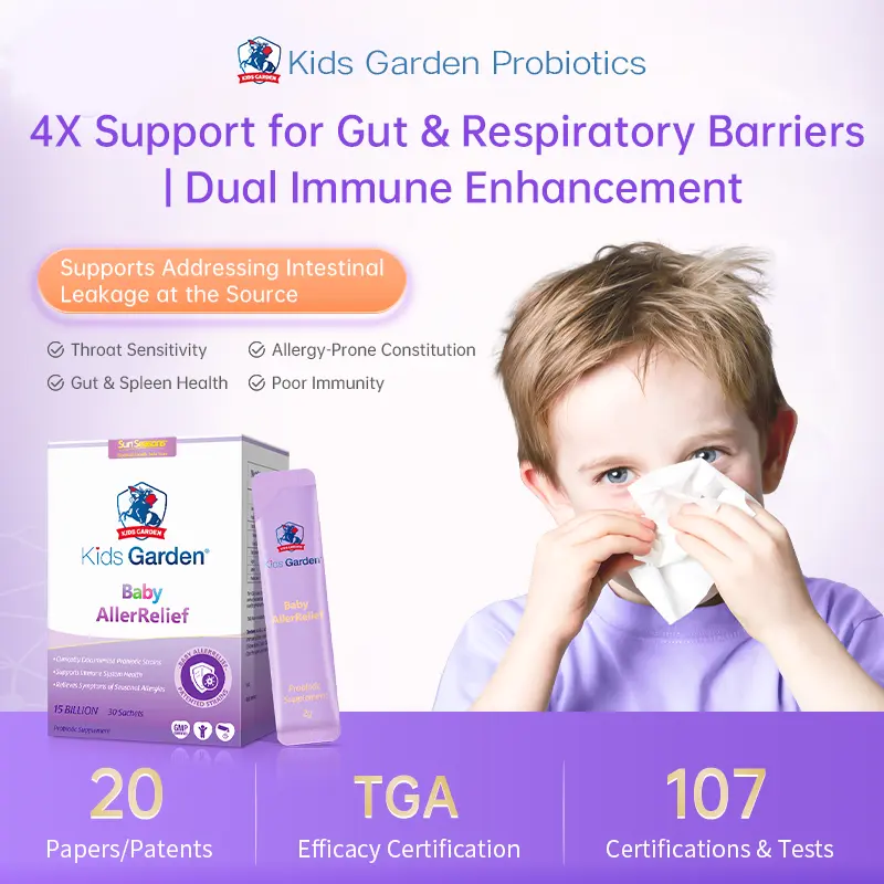 Kids Garden Toddler & Kids Probiotics (15B CFU) – Allergy Relief for Pollen & Dust Mite Symptoms (Sneezing, Runny Nose, Stuffiness), Gut Health Support, Constipation & Diarrhea Relief, Immunity Boost