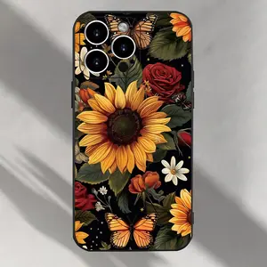 Sunflowers, roses, butterflies, and floral leaf patterns, popular personalized creative designs, suitable for iPhone 17/16/15/14/13/12/11/X/XS/XSMAX/XR/12.13MINI/16E, perfect as Valentine's Day gifts for friends, family, and girlfriends, Cover, Accessorie