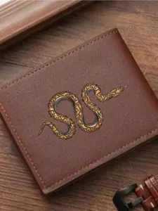 Men's Baroque Gold Snake Leather Wallet, Vintage Snakeskin Print, Luxury European Two-Fold Purse, PU Card Holder, Elegant Daily Use