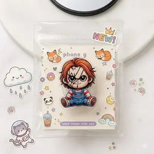 Creepy Killer Doll Phone Grip Holder, Cute Horror Doll Phone Stand, Spooky Halloween Phone Accessory for Women Girls