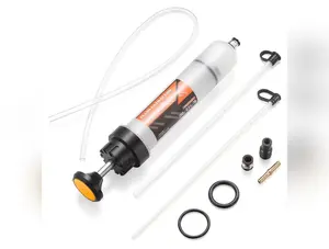 FOUR UNCLES 200cc Fluid Extractor, Extraction & Fill Pump, Oil Change Syringe with 23" Hose and Two 12" Tubes, Automotive Oil Syringe, Fluid Oil Change Evacuator