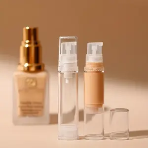 Airless Pump Bottles Lotion Dispenser Bottle Travel Cream Pump Bottles Vacuum Pump Bottle For Liquid Foundation Storage Bottles Refillable Design 5ml 10ml 15ml