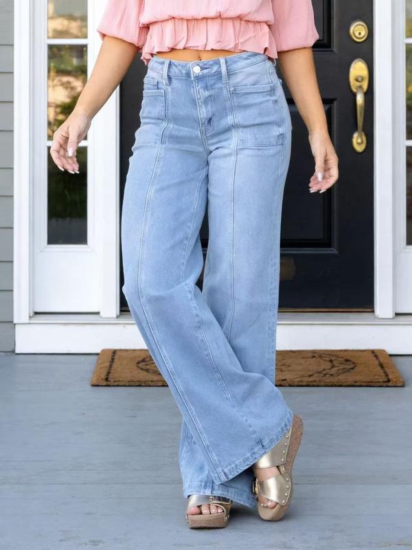 Women's Straight Leg Denim High Waist Baggy Casual Stretchy Loose Jeans