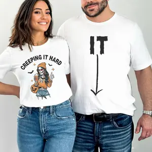 Funny Couple Matching Halloween Shirts, Trendy Halloween Costume for Couples, Halloween Skeleton Couple TShirts, Spooky Skeleton Girl Tee