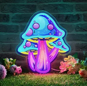 Colorful Mushroom LED Neon Sign for Bedroom Decor, Cute Cartoon Acrylic Light, USB Powered Wall Art for Kids, Gaming Room, Aesthetic Room Decoration