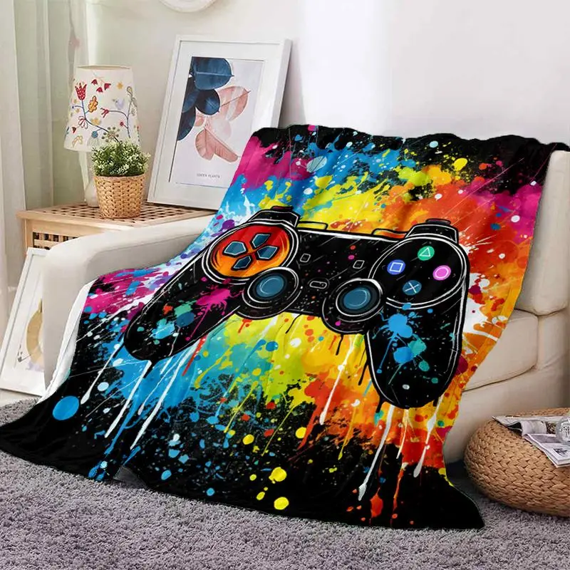 Gamepad Print Blanket, 1 Count Soft Warming Bedding Blanket, Lightweight Throw for Sofa, Bed, Living Room, Office, Couch, Travel, Camping, Bedroom Acc