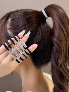 Women's Sparkling Rhinestone Hair Tie, Elastic Rubber Hair Accessory, Fashion Jewelry Gift for Women, Stylish Headwear