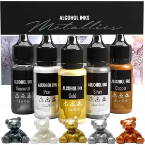 Metallic  Ink Set - , , Gunmetal, Copper,  with  Shimmer - Large 0.5 Ounce Inks