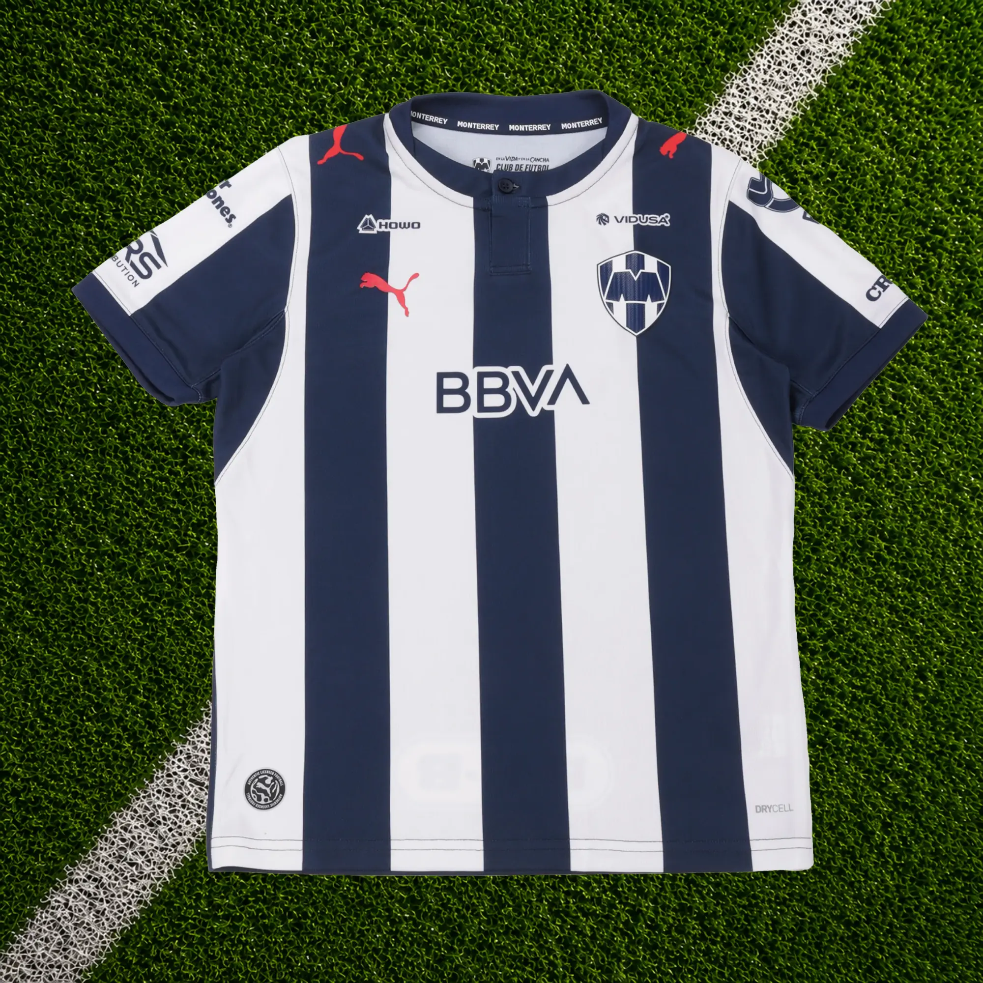 Navy White Monterrey Home Soccer Shirt 26-27, Mexico Game Day Sports Top, Quick-Dry Short Sleeve Soccer Jersey for Liga MX Fan, Full Size S-5XL