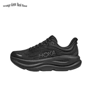 Max Cushioned Breathable Knit Mesh Marathon Running Sneakers, Solid All Black Thick EVA Foam Midsole Shock Absorbing Non Slip Rubber Outsole Unisex Long Distance Athletic Trainers