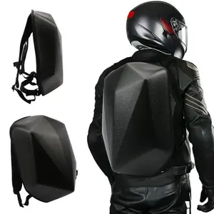 Motorcycle Backpack, Carbon Fiber Style Hard Shell Zipper Backpack with Slip Pocket, Motorcycle Riding Backpack for Men & Women