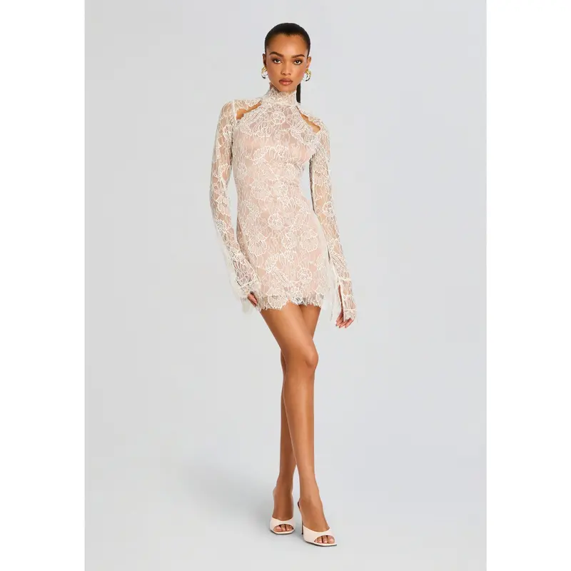 nude lace long dress Lace Formal Mermaid Long White Bridal Gown main image 0