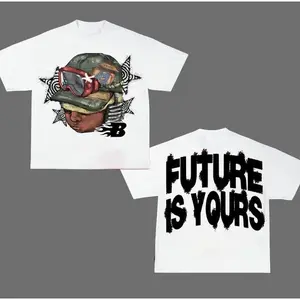 [tiktok shop deals]Flame Letter Future Is Your Graphic Big Face T Shirt Hip Hop Streetwear Y2k Fashion jesus shirts oversized