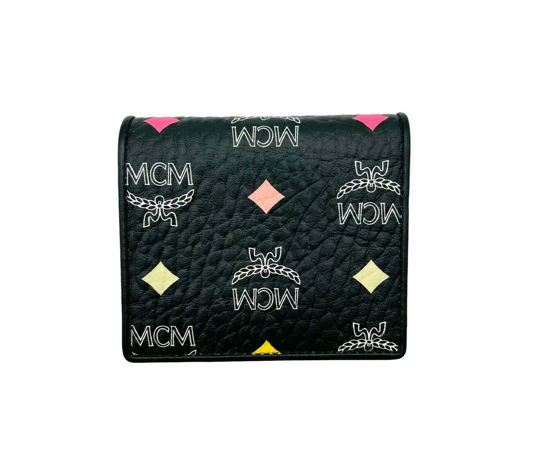 Pre-owned MCM Coated Canvas Small leather goods Brown Spectrum Diamond Rainbow Logo Visetos ID Wallet