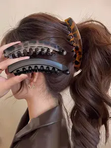 3 Piece Leopard Print Banana Clip Long Hair Clips, Hair Claw, Fashionable and Unique High Ponytail Hold, Daily Use Hair Accessories, Stylish Hair Pins