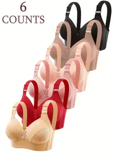 Ultimate Comfort Bra Set, Medium Support, Fashionable Patch Design, Full Coverage, Casual Fitted, Multiple Sizes Available