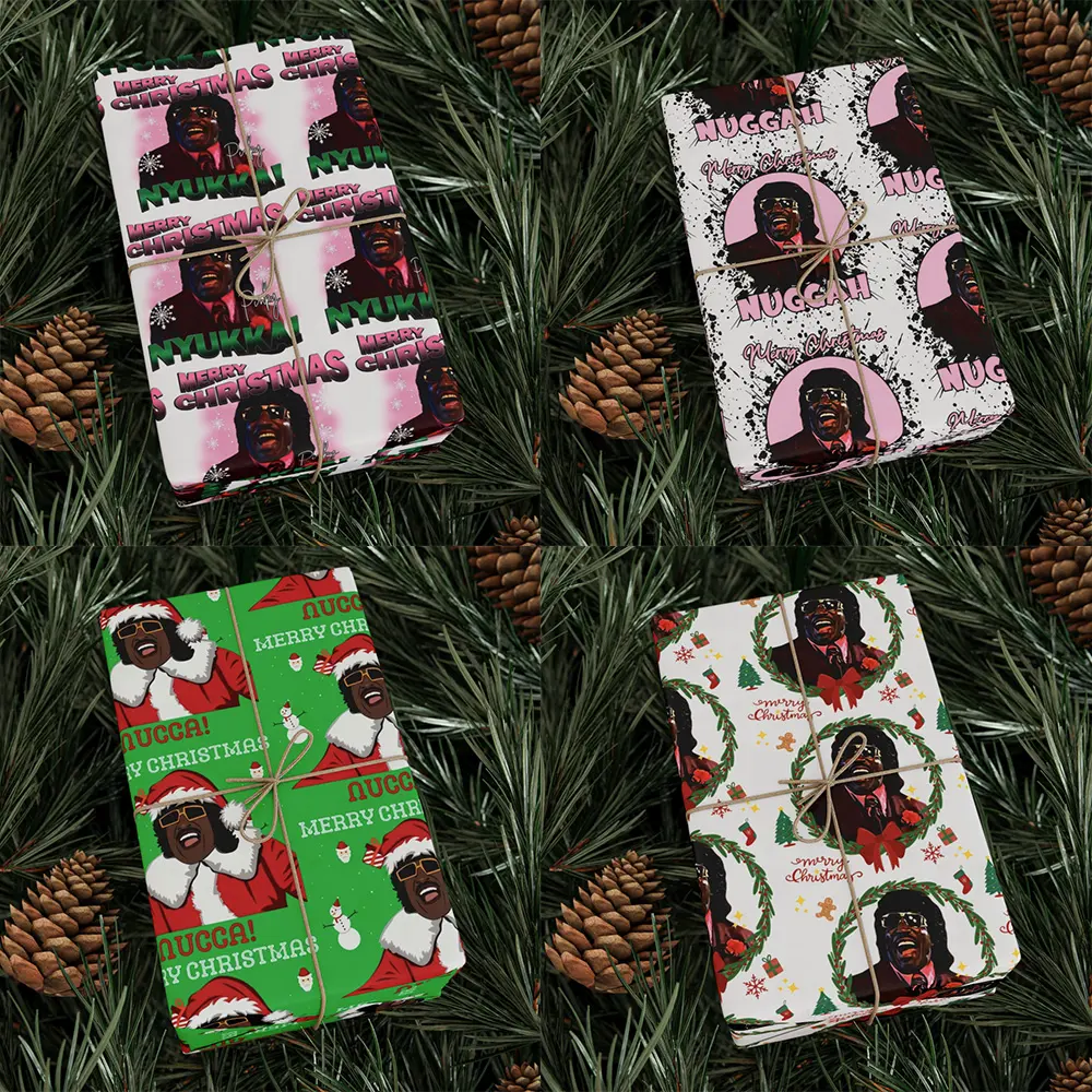 Custom Merry Christmas Nyukka Wrapping Paper, Pinky Nyukka Holiday Gift Wrap, Funny Pink Christmas Wrapping Paper, Cute Holiday Gift Wrap Roll
